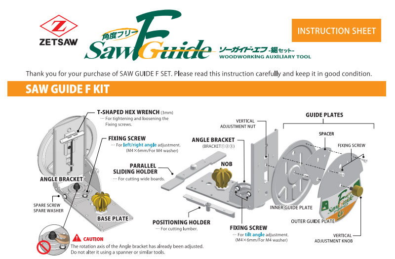 SawGuideF INSTRUCTION SHEET