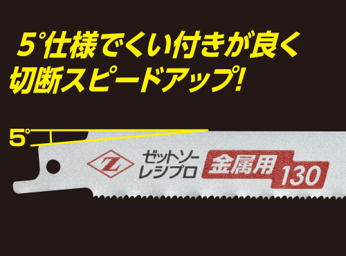 5°仕様で切断スピードアップ